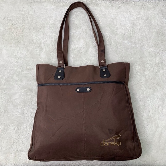 Dansko Handbags - Dansko Women's Brown Canvas and Leather Shoulder Tote Bag